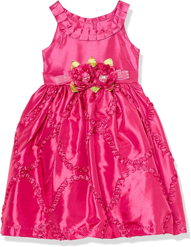 One Size Girl's Sleeveless Satin Flower Dress