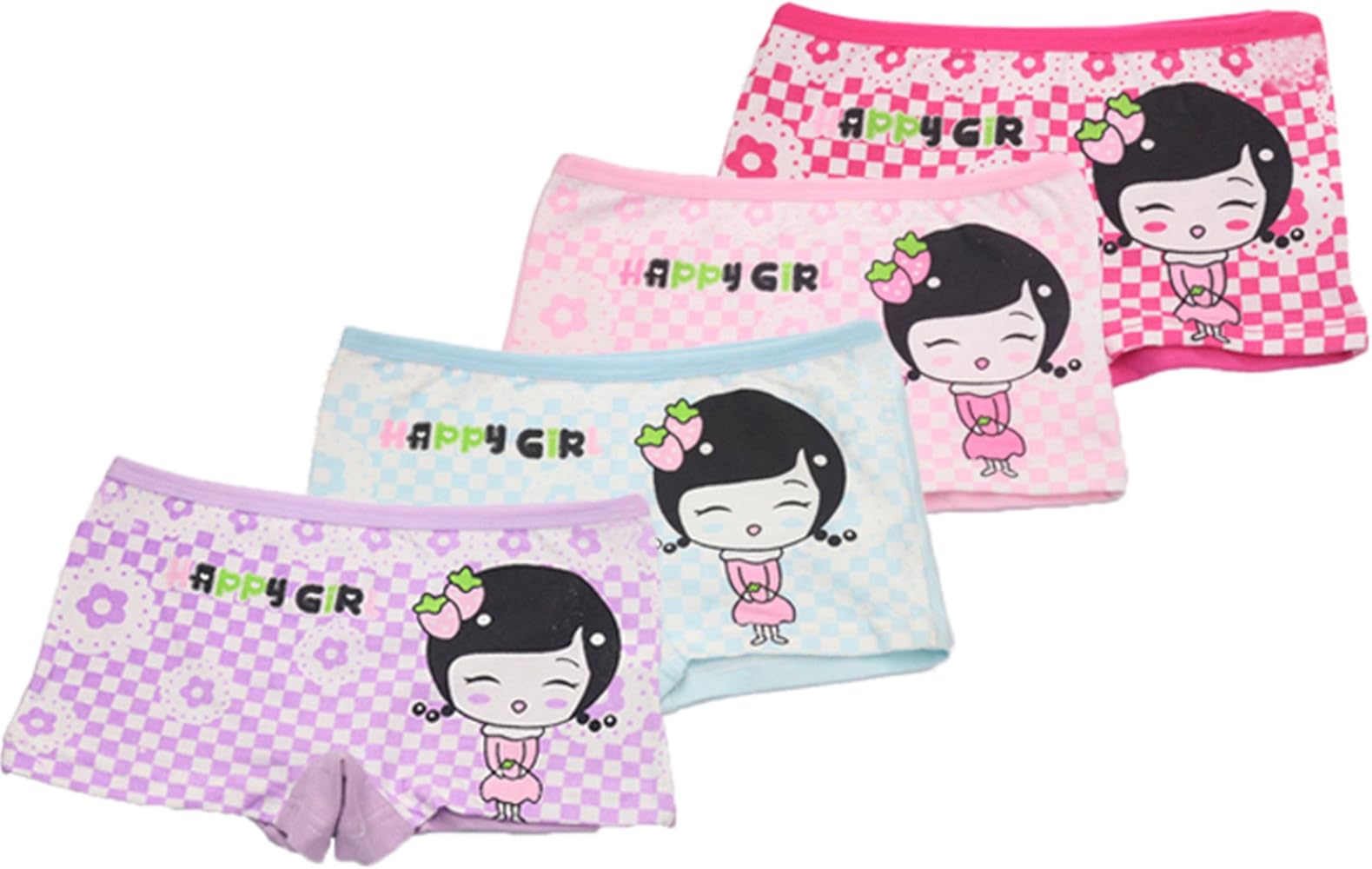 Little Girls Toddler Kids Happy Giril Boyshort Hipster Panties Underwear 4Pcs