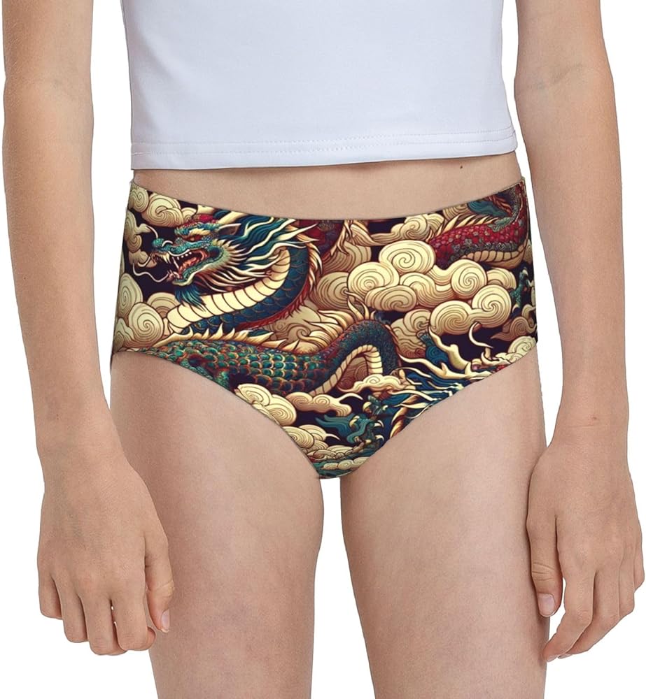 Augenstern Cotton Underwear Cloud-Dragon-China-Japanese Girls'Briefs Soft Underpants