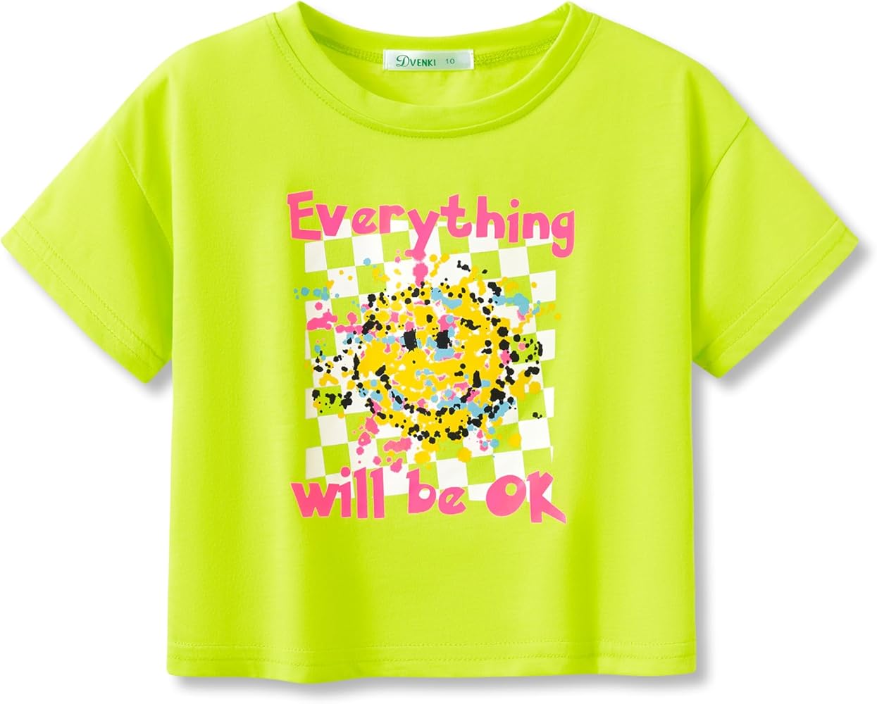 Stylish Graphics Bright Base Color - Cute Crop Top for Little & Big Girls - Summer T-shirt Clothes Tween Size 6-18