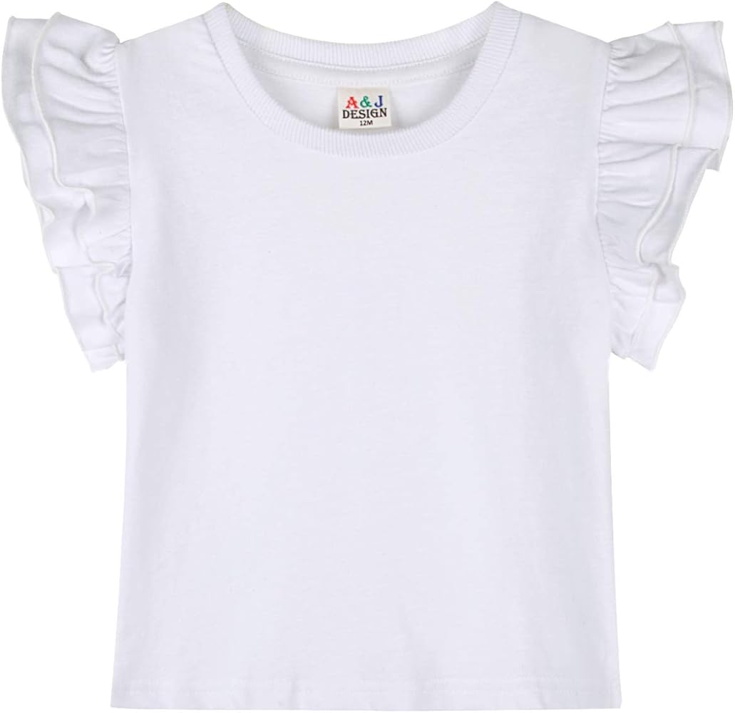 A&J DESIGN Baby & Toddler Girl Ruffle Heavyweight T-Shirts 12M-4T