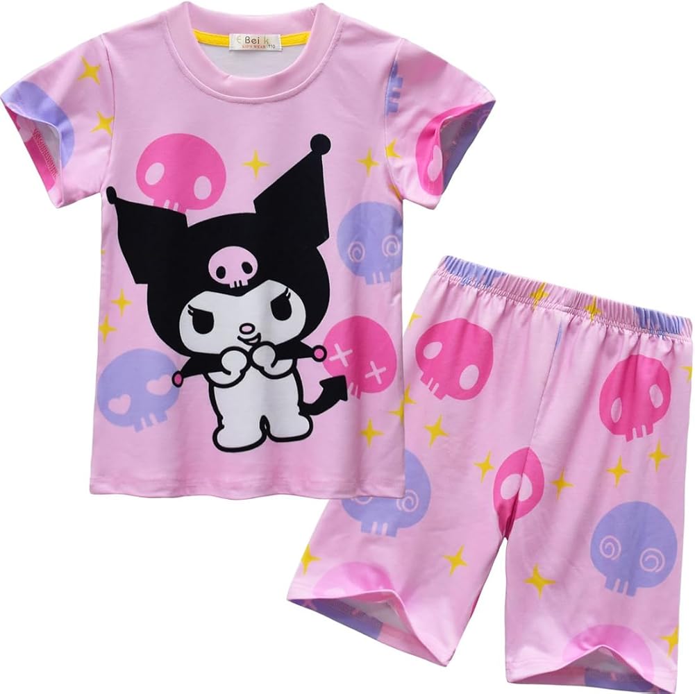 Kids Girl's Fashion Clothing Set, Short Sleeve Tops and Bottoms, Assorted Prints 5-13Years