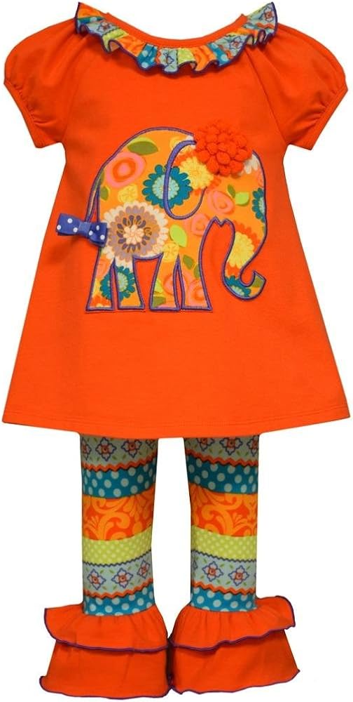 Bonnie Jean Little Girls' Appliqed Dress and Legging Set, Orange, 6