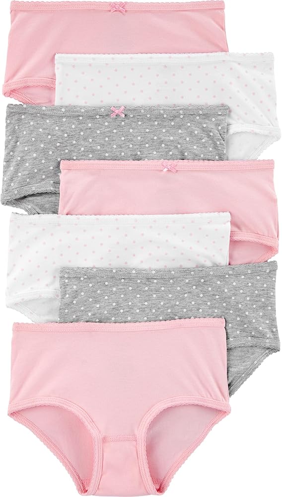 Carter's Little Girls Stretch Cotton Underwear 7 Pack (Pink(3H741910)/White/Grey