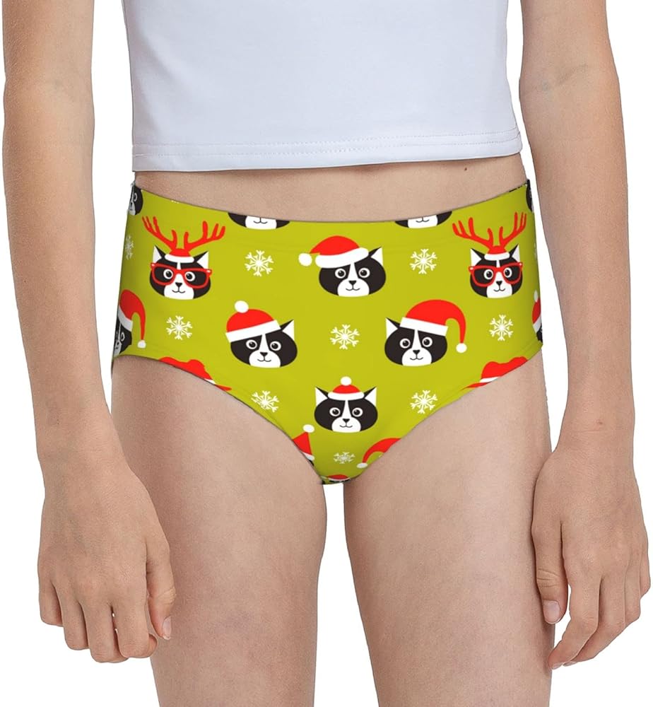 Augenstern Cotton Underwear Xmas-Cat-Santa Girls'Briefs Soft Underpants