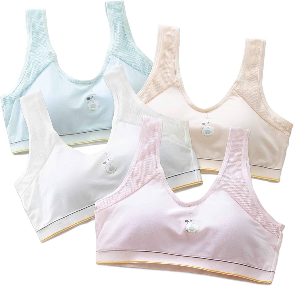 SALIA GIRL Training Bras for Girls Cotton Sport Tank Bralettes with Just Enough Padding 10-12