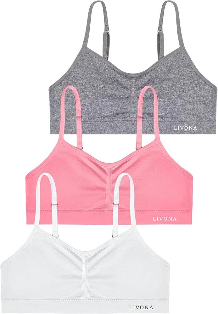 Livona Training Bras for Girls-Sports Bra, Fitness Bra, Padded Everyday Bra Bralette,Crop Cami Tank Top (6-14)