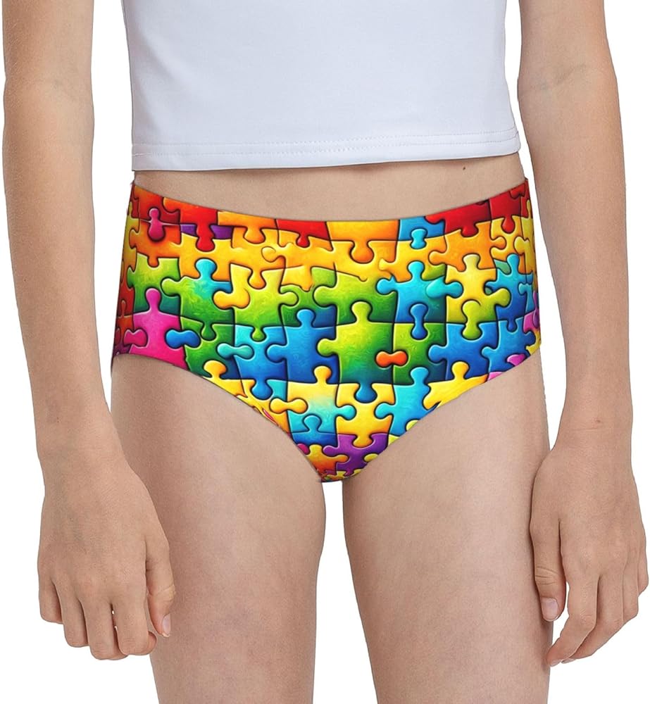 Augenstern Cotton Underwear Autism-Puzzle-Piece Girls'Briefs Soft Underpants