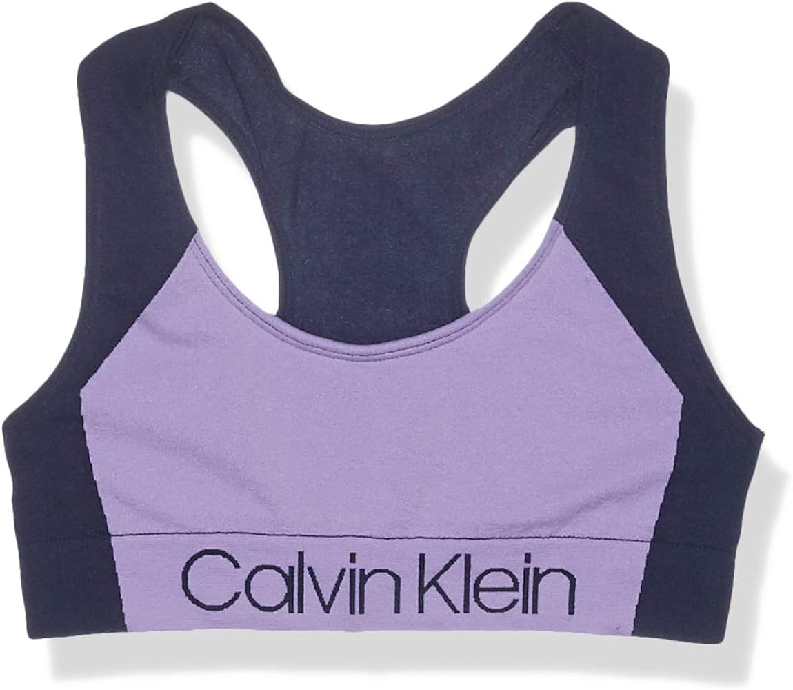 Calvin Klein Girl's Sports Bra, Ck Block Lilac, Large