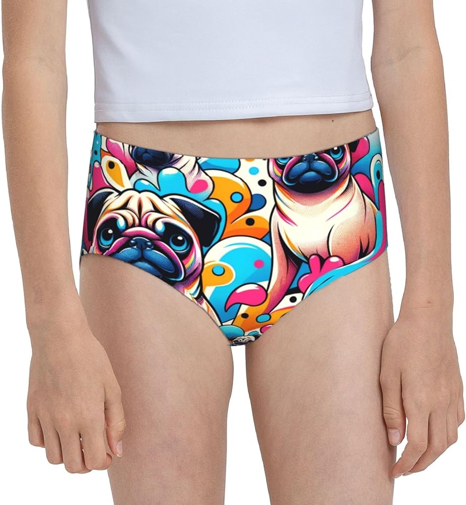 Augenstern Cotton Underwear Pug-Dogs-Watercolor-Splash Girls'Briefs Soft Underpants