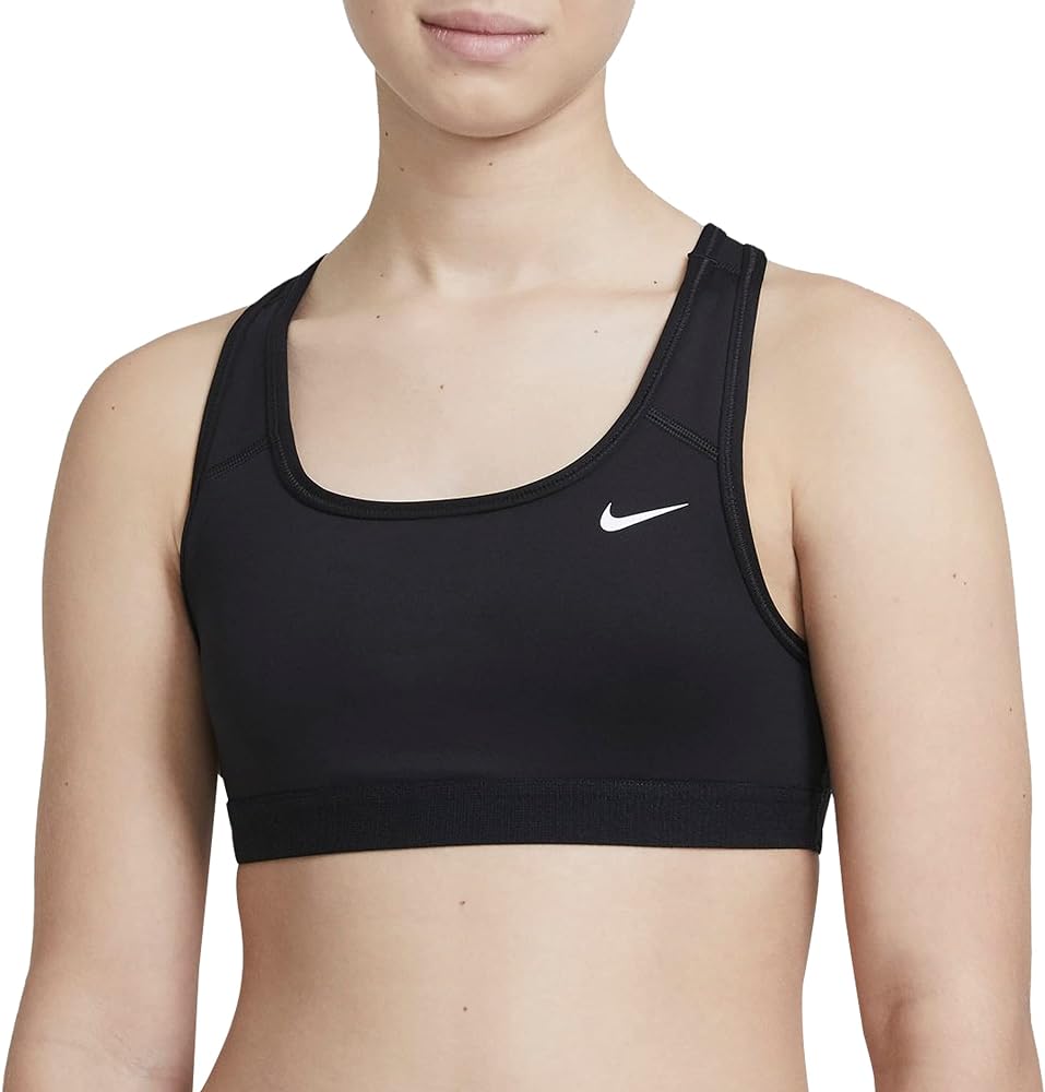 Nike Girl's Swoosh Bra (Little Kids/Big Kids) Black/White MD (10-12 Big Kid)