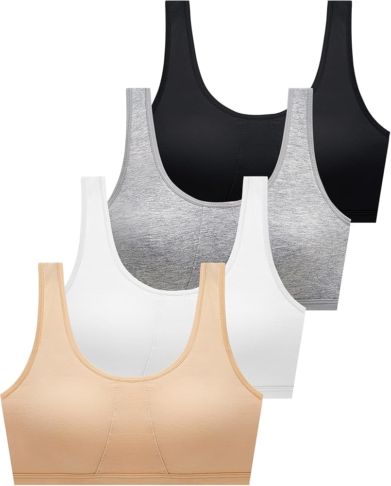 SALIA GIRL Training Bras for Girls Cotton Sport Tank Bralettes with Just Enough Padding 10-12