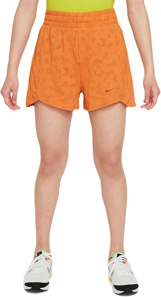 Nike Girl's DriFit Knit High-Rise Shorts, Orange, XS Regular US