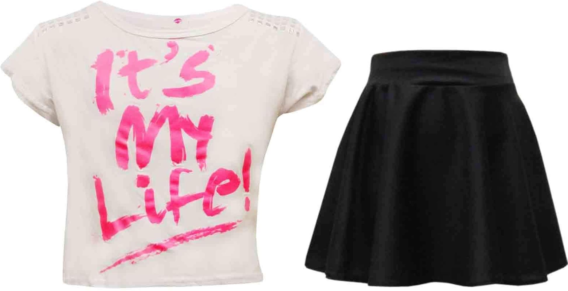 New Kids Girls It's My Life ! Crop Top & Fashion Skater Skirt Set 7-13 Years