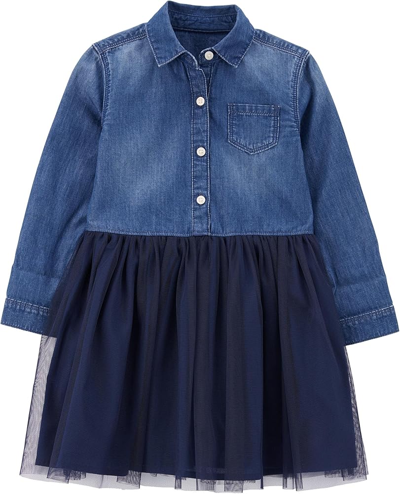 OshKosh B'Gosh Girls' Dress, Mosaic Blue Wash, 4T