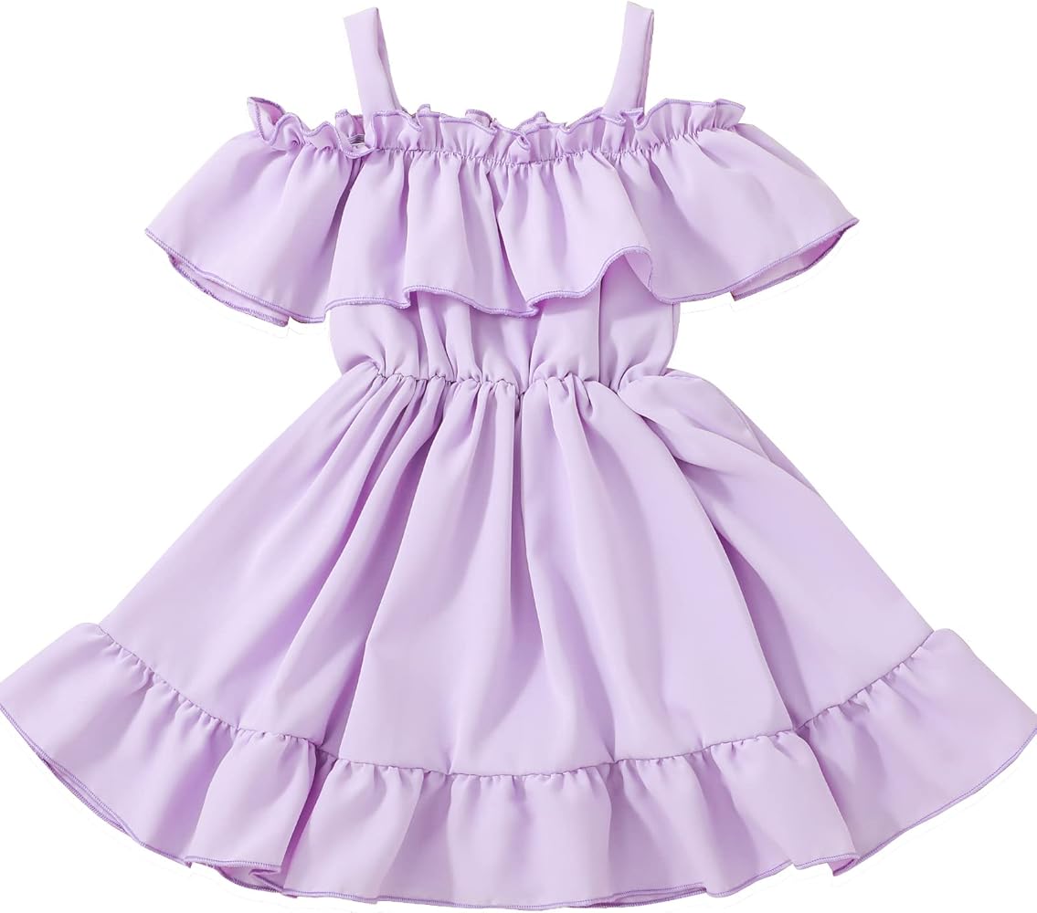 VINUOKER Toddler Girls Princess Party Dress Little Girl Summer Dress Off-Shoulder Suspender Sundress