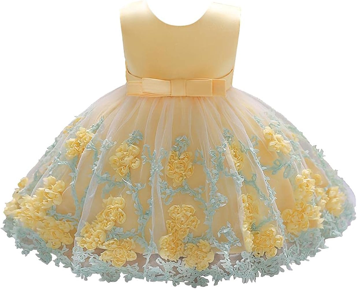 Dressy Daisy Baby Girls Wedding Flower Girl Pageant Dress Party Tulle Skirt for Special Occasion, Blue Pink Purple Yellow