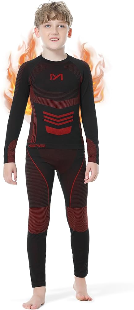 Children's Thermal Underwear Set, Skin-friendly Sports Underwear Base Layer Winter Ski Hunting Gear for Boys Girls