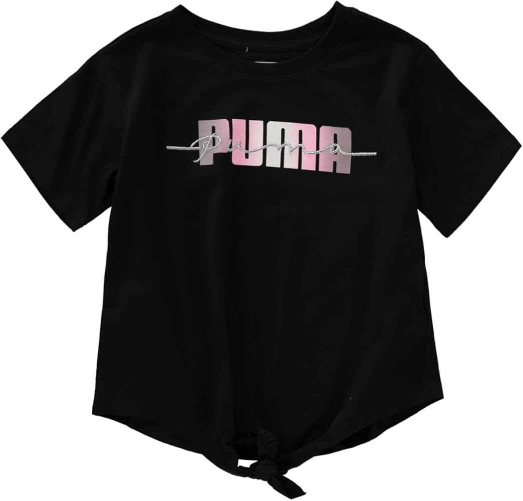 PUMA Girls' No. 1 Logo T-Shirt (Medium, Puma Scripted Black)