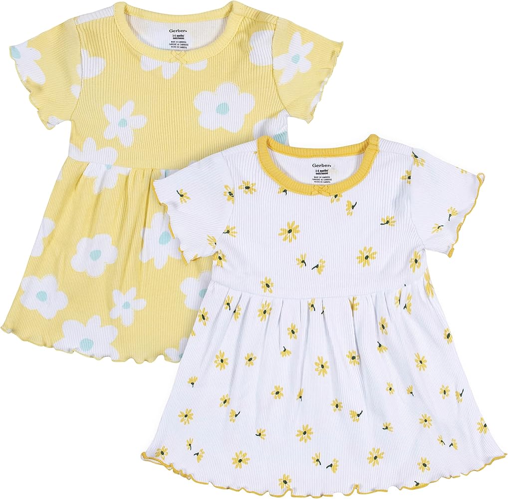 Gerber Girls Toddler 2-Pack Short Sleeve Cotton Dresses