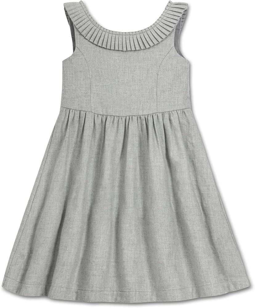 Hope & Henry Girls' Sleeveless Dress with Gathered Waist and Bow Detail