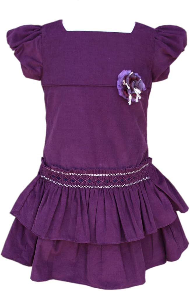 Carouselwear Corduroy Smocked Fall Girls Dress with Tiered Hand Smocked Skirt