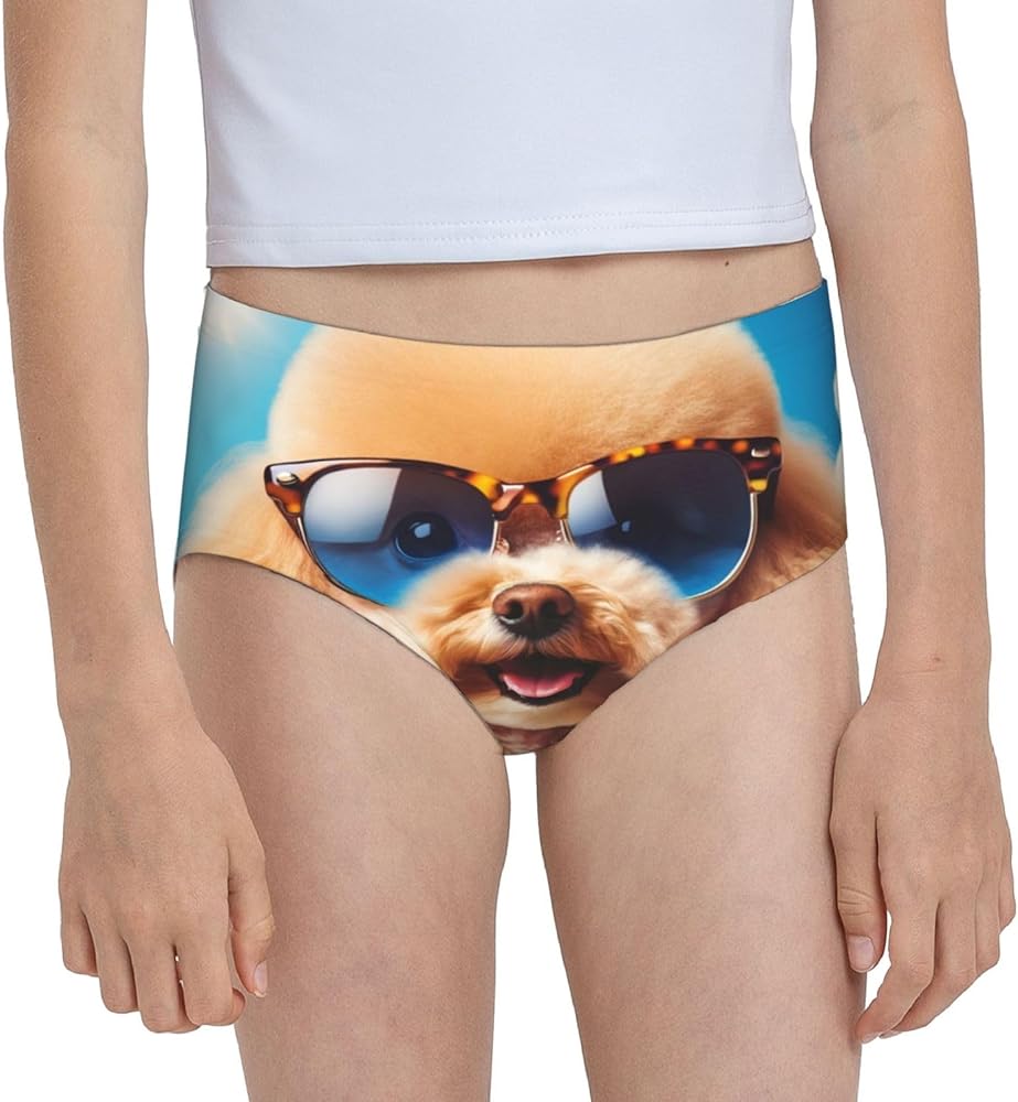 Augenstern Cotton Underwear Sunglasses-Beach-Poodle Girls'Briefs Soft Underpants