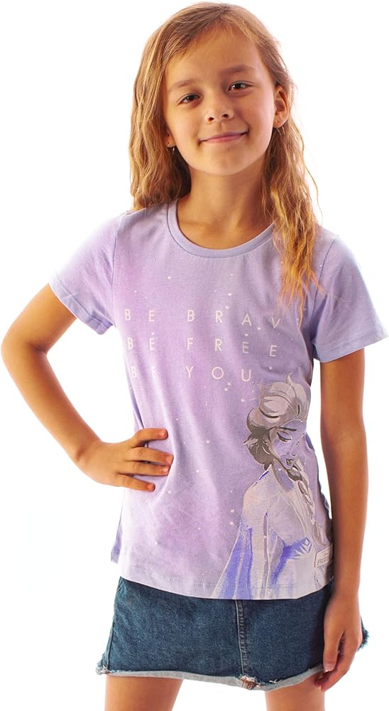 Disney Frozen 2 Girls T-shirt | Elsa Lilac Top| Merchandise for Kids