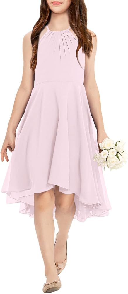 Fancy Kids Girls Junior Bridesmaid Dresses Girl Sleeveless Backless Crossed Straps Dress Wedding Prom Party Gowns