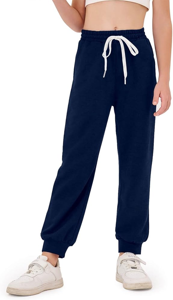 Haloumoning Girls' Sweatpants Soft Athletic Lounge Joggers Kids High Waist Casual Trousers Pants