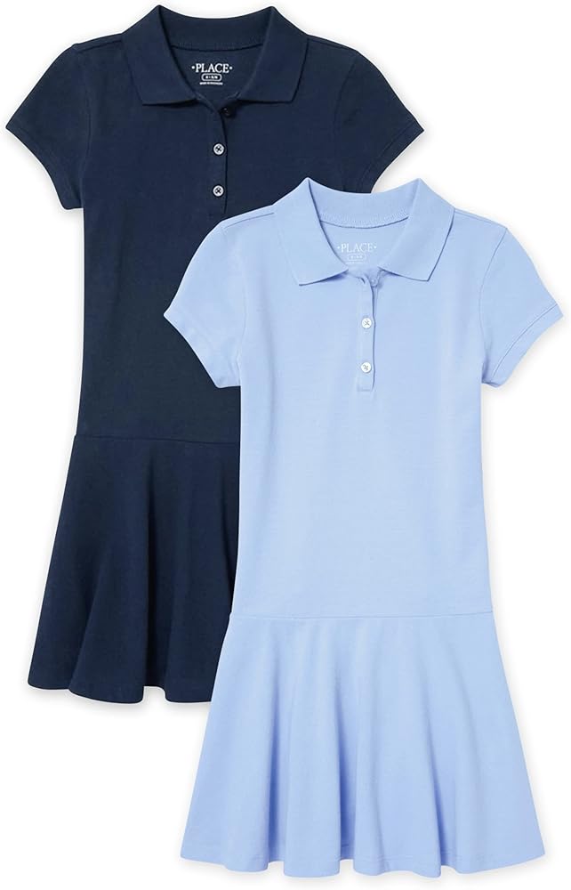 The Children's Place girls Short Sleeve Picque Polo Dress 2 Pack