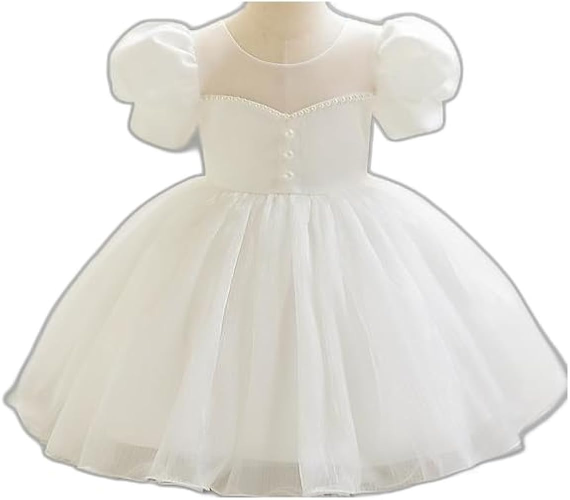 Toddler Girls' Party Dress Solid Color Short Sleeve Wedding Mesh Zipper Tie Knot