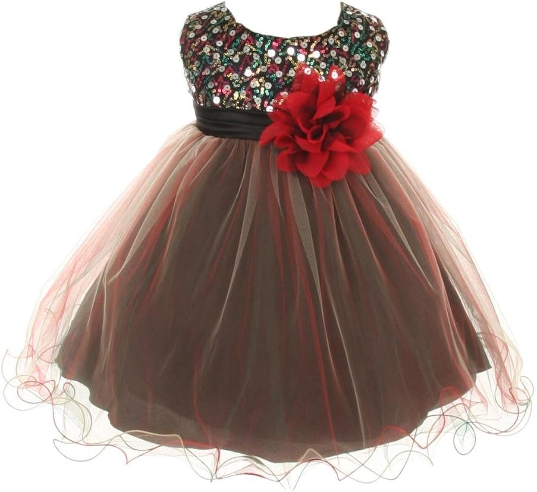 iGirlDress Baby Girls' Stunning Multi-Sequin Trio Colored Tulle Dress