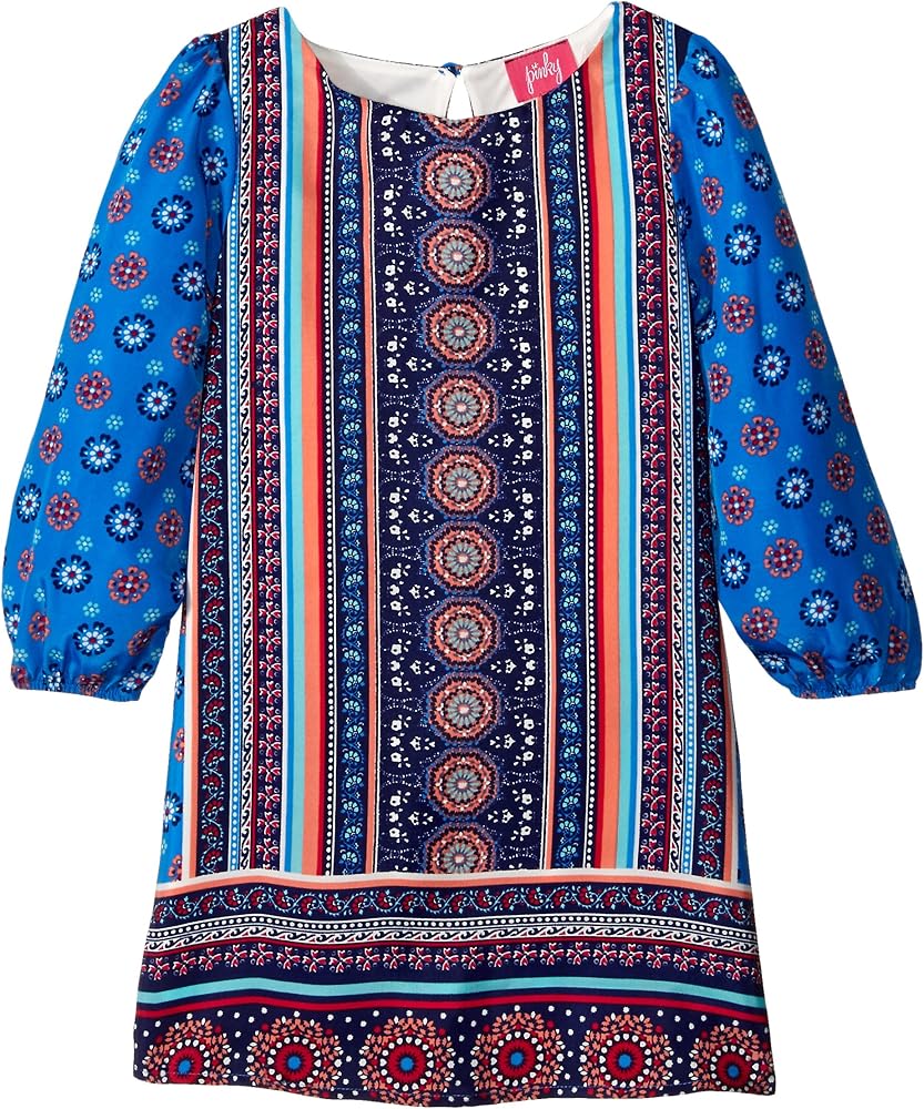 Zunie Little Girls' 3/4 Sleeve Boho Shift Dress