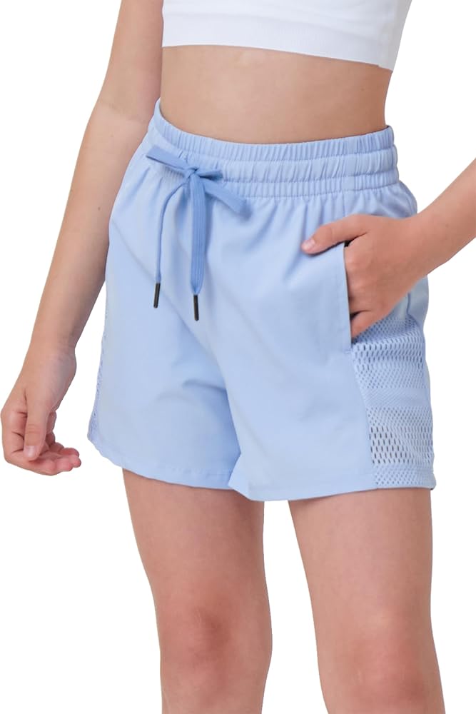 Girls Athletic Shorts with Spandex Liner Quick Dry Running Fitness Shorts for Kids Teen Active Sports Track