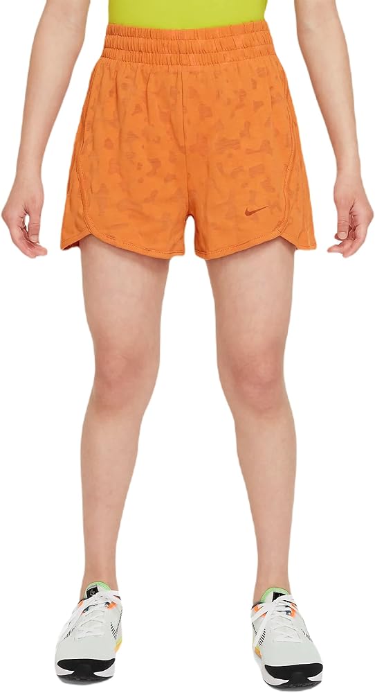 Nike Girl's DriFit Knit High-Rise Shorts, Orange, L Regular US