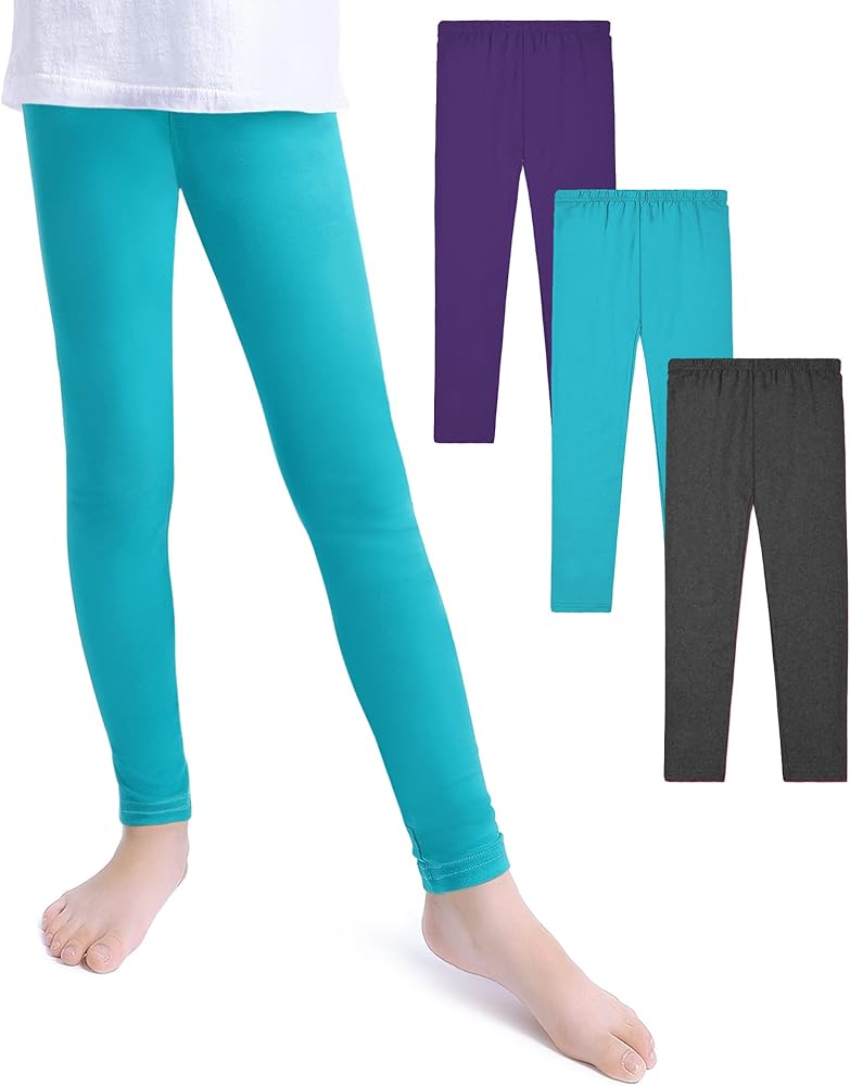 KEREDA 3/5 Pack Girls Leggings Toddler Girls Capri Leggings Knit Pants Size 4-14 Years