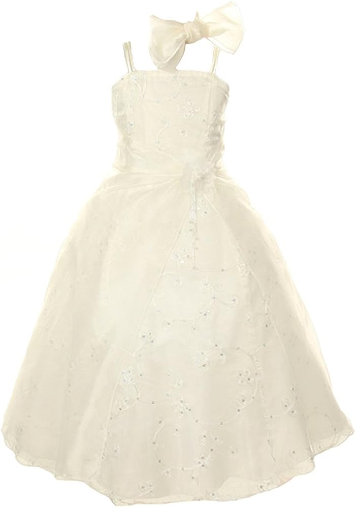 Girl's Crystal Organza Embroidery Special Occasion Pageant Dress