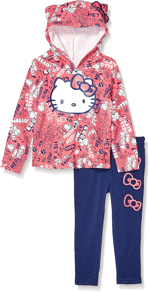 Hello Kitty Toddler Girls 2 Piece Hoodie and Pant Legging Set, Pink, 4T