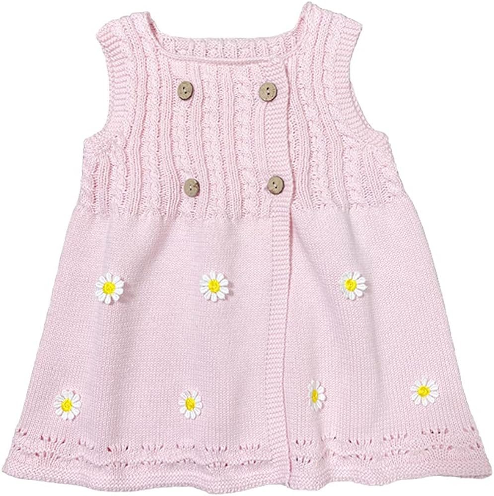 Mud Kingdom Little Girl Jumper Dress Sweater with Daisy Flowers