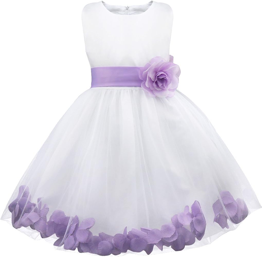 iEFiEL Girls Kids Wedding Party Darling Petals Bowknot Flower Dress Lavender 10