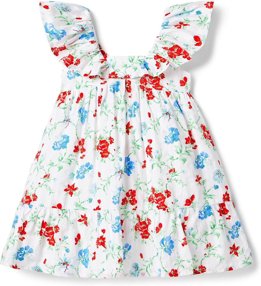 Janie and Jack Girls Flutter Sleeve Floral Dress (Toddler/Little Big Kids)