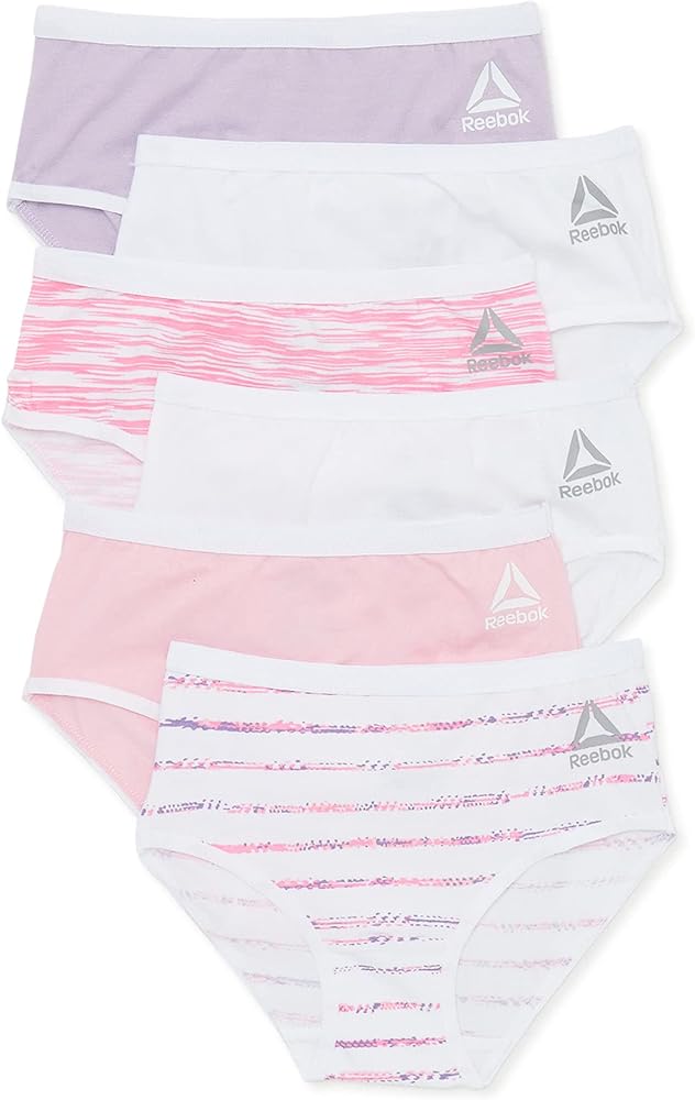 Reebok 6-Pack Toddlers Girls Soft Underwear Cotton Stretch Briefs(Pink-Purple-2T/3T)