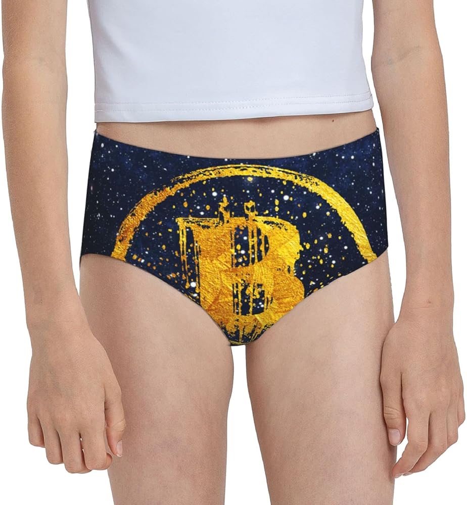 Augenstern Cotton Underwear Retro-Galaxy-Bitcoin-Blockchain Girls'Briefs Soft Underpants