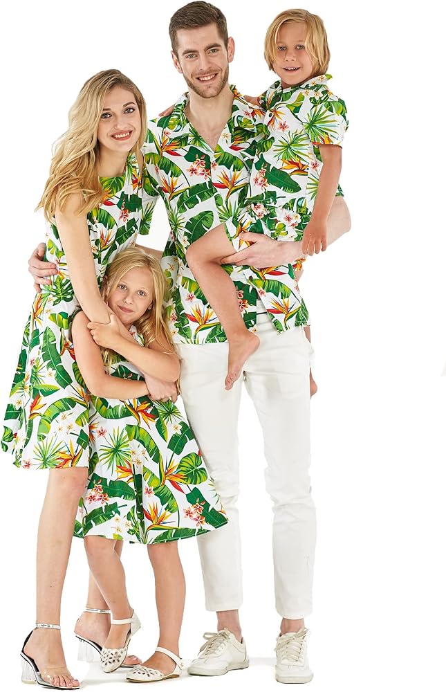 Matchable Family Hawaiian Luau Men Women Girl Boy Clothes in Bird of Paradise