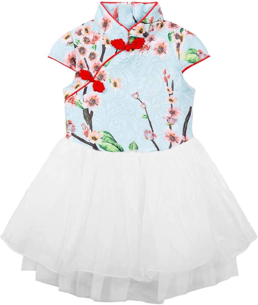 Mud Kingdom Little Girls' Short Sleeves Tutu Dresses Chinese Qipao