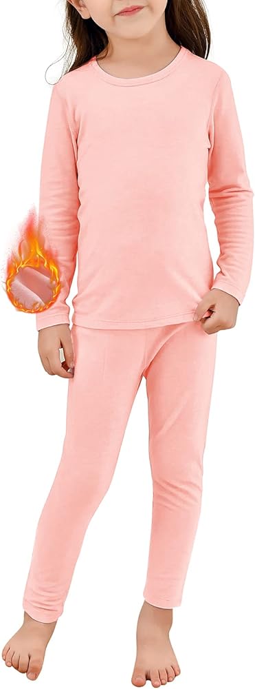 Girls Thermal Underwear Set Toddler Winter Soft Base Layer Kids Warm Long Johns for Girls Boys Classic Light Pink X-Large (110) /4T-5T