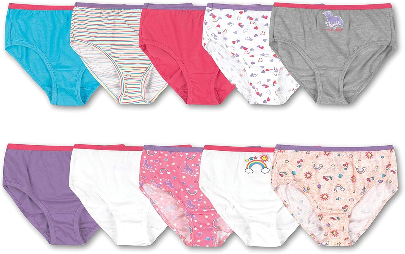 Hanes Girls` ComfortSoft 10-Pack No Ride Up Briefs, PA13BB, 16, Assorted