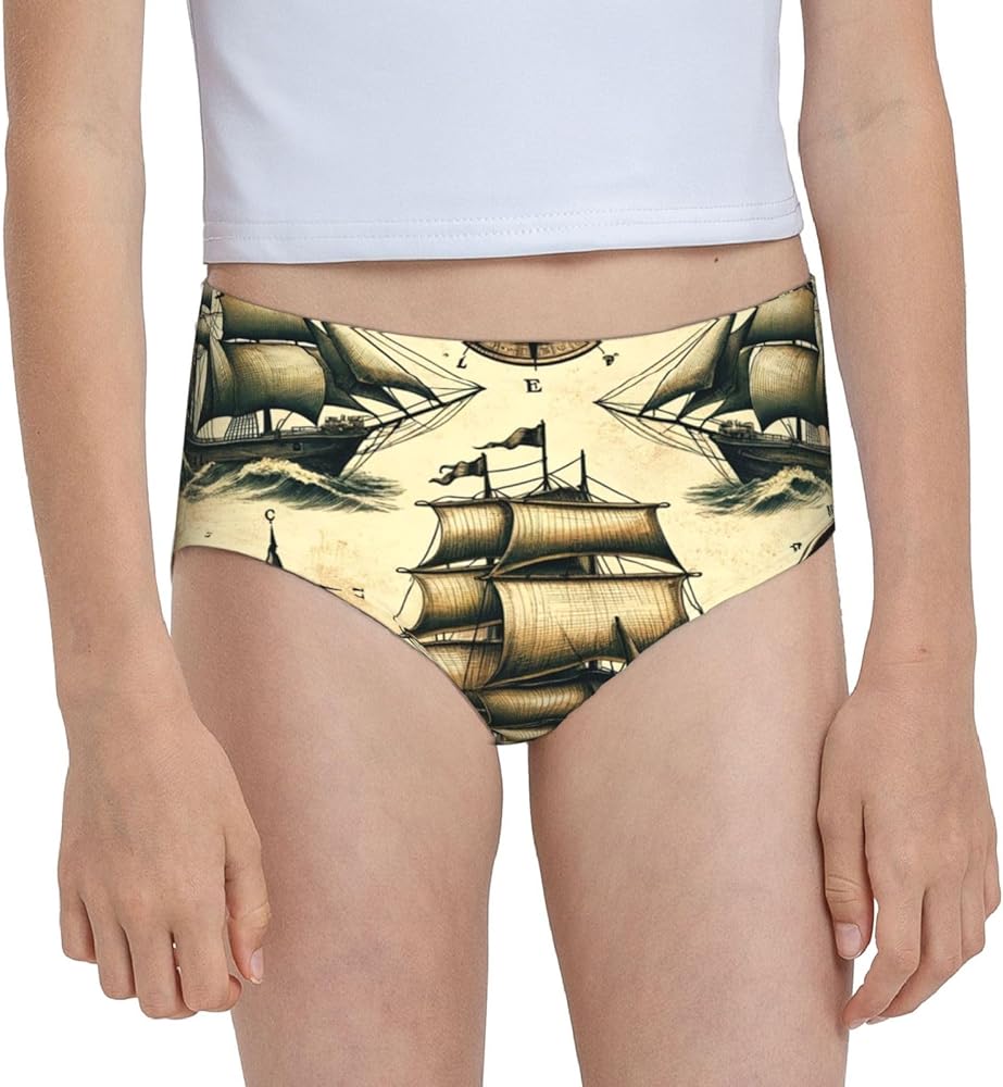 Augenstern Cotton Underwear Antique-Sailboats-Sea Girls'Briefs Soft Underpants