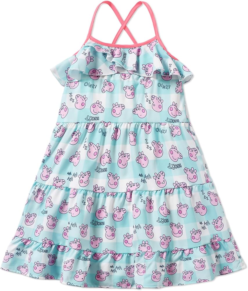 Peppa Pig Toddler Girls Spaghetti Strap Dress Floral Print Sleeveless Summer Beach Casual Sundress Dresses